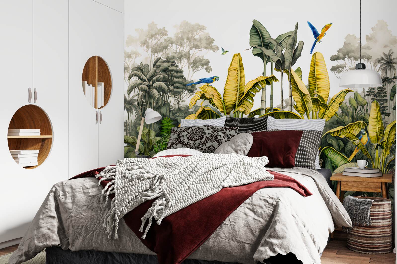 Fototapeta wielkie gałęzie złotej paproci w tropikalnym lesie