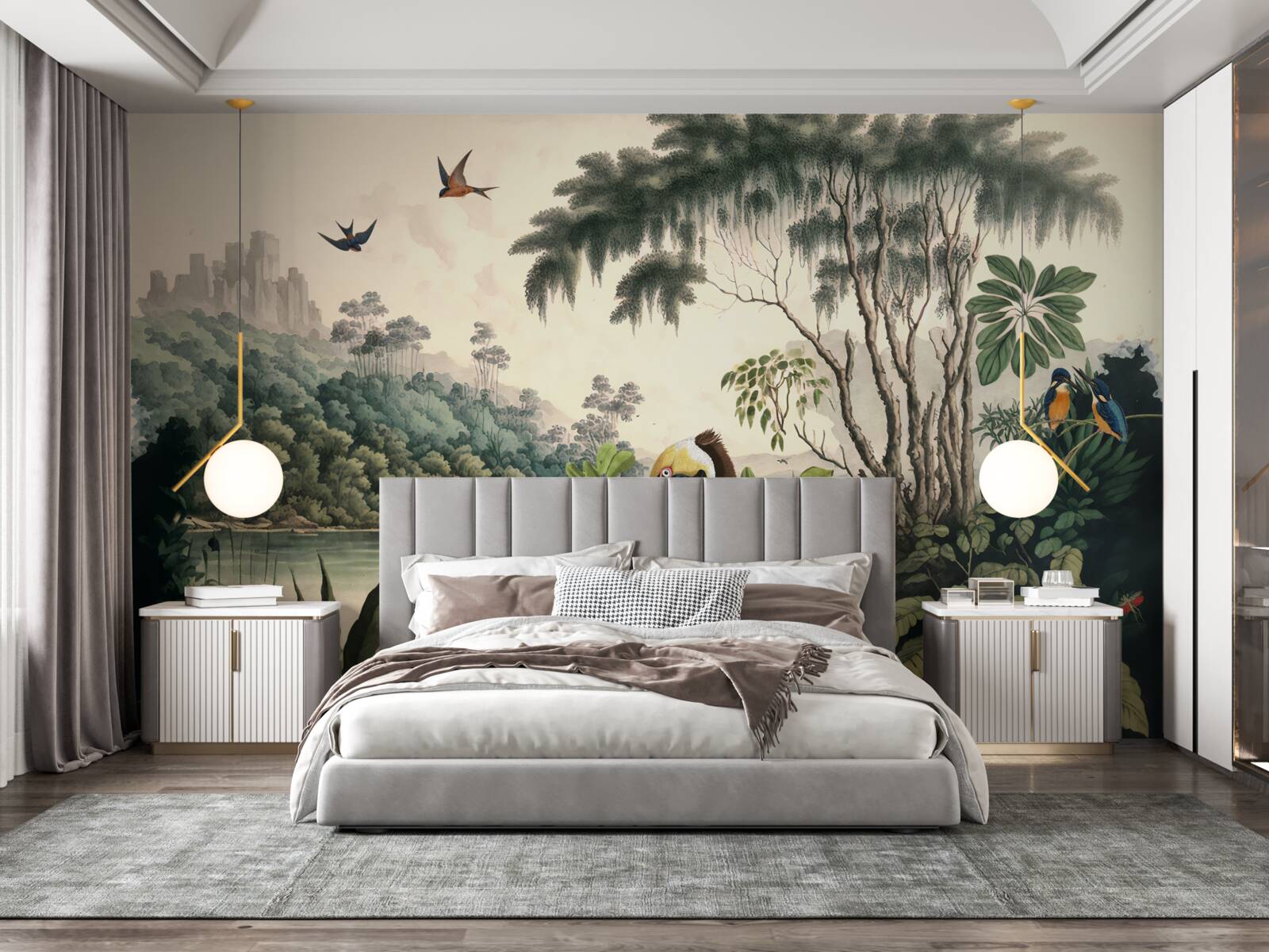 Fototapeta pelikan szuka pożywienia w wodach jeziora