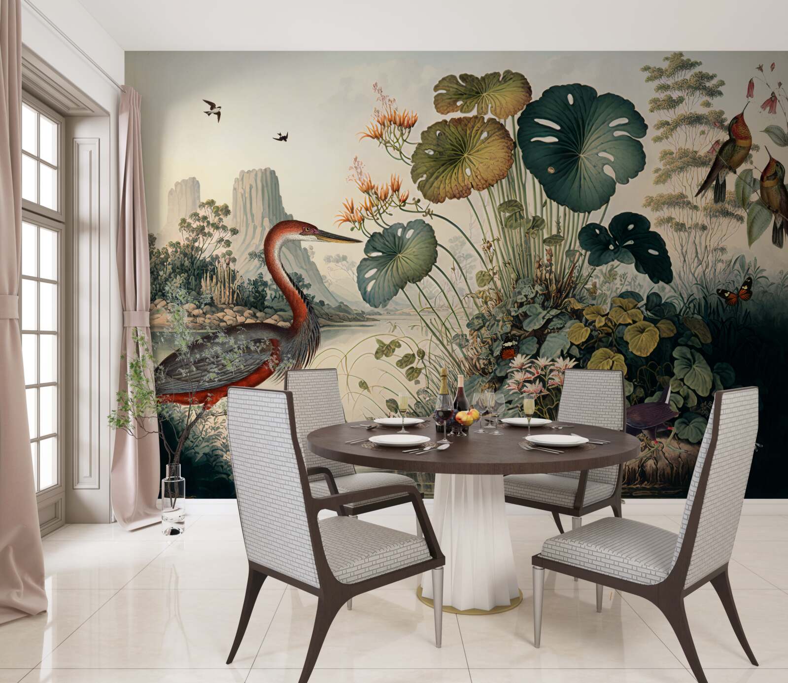 Fototapeta rośliny wodne i czaple stawu