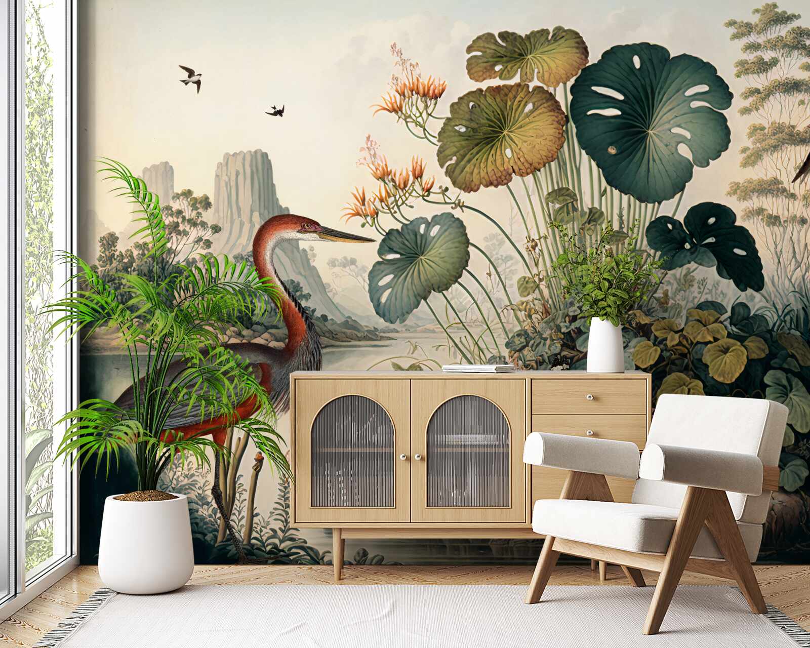 Fototapeta rośliny wodne i czaple stawu