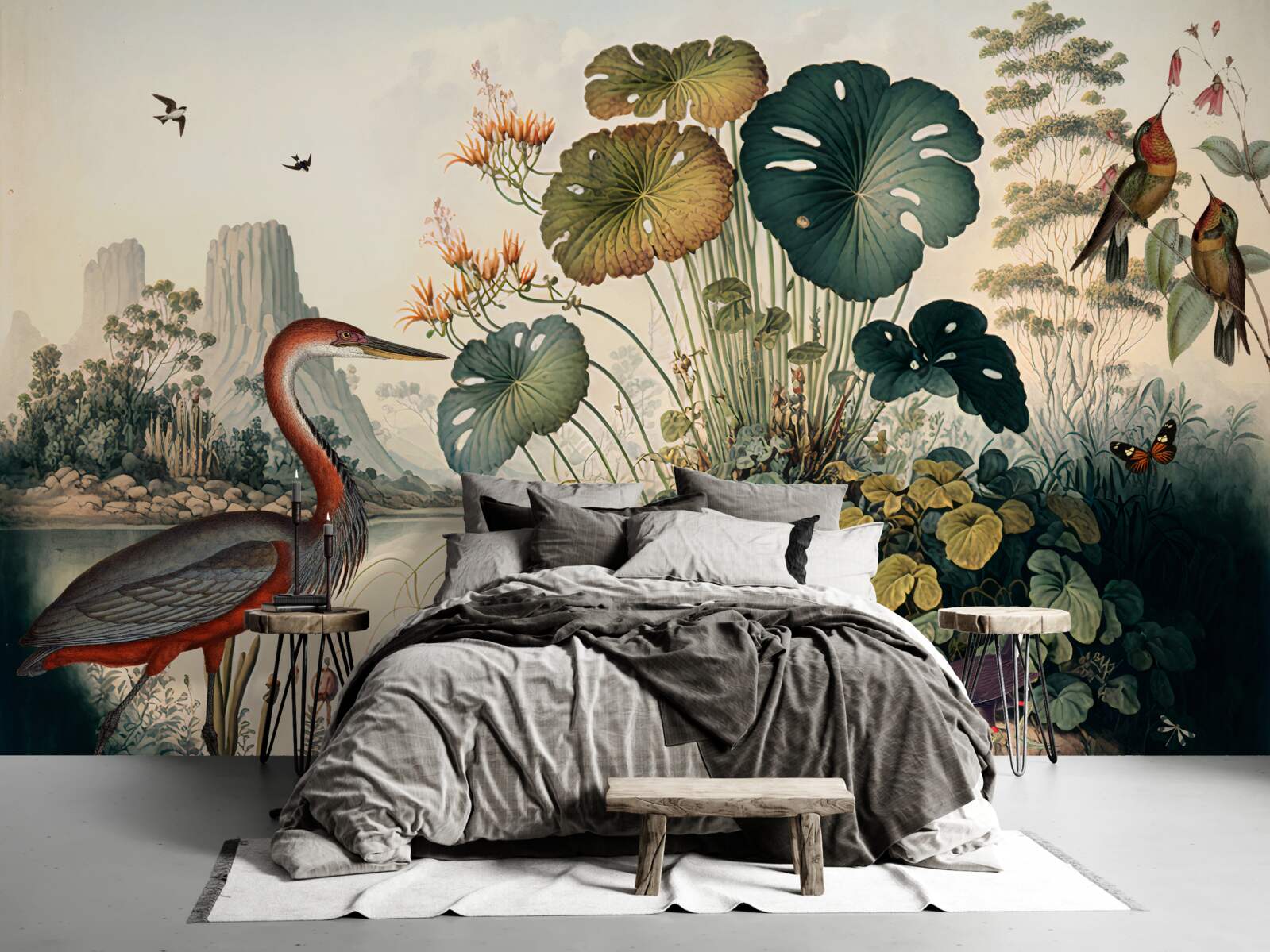 Fototapeta rośliny wodne i czaple stawu