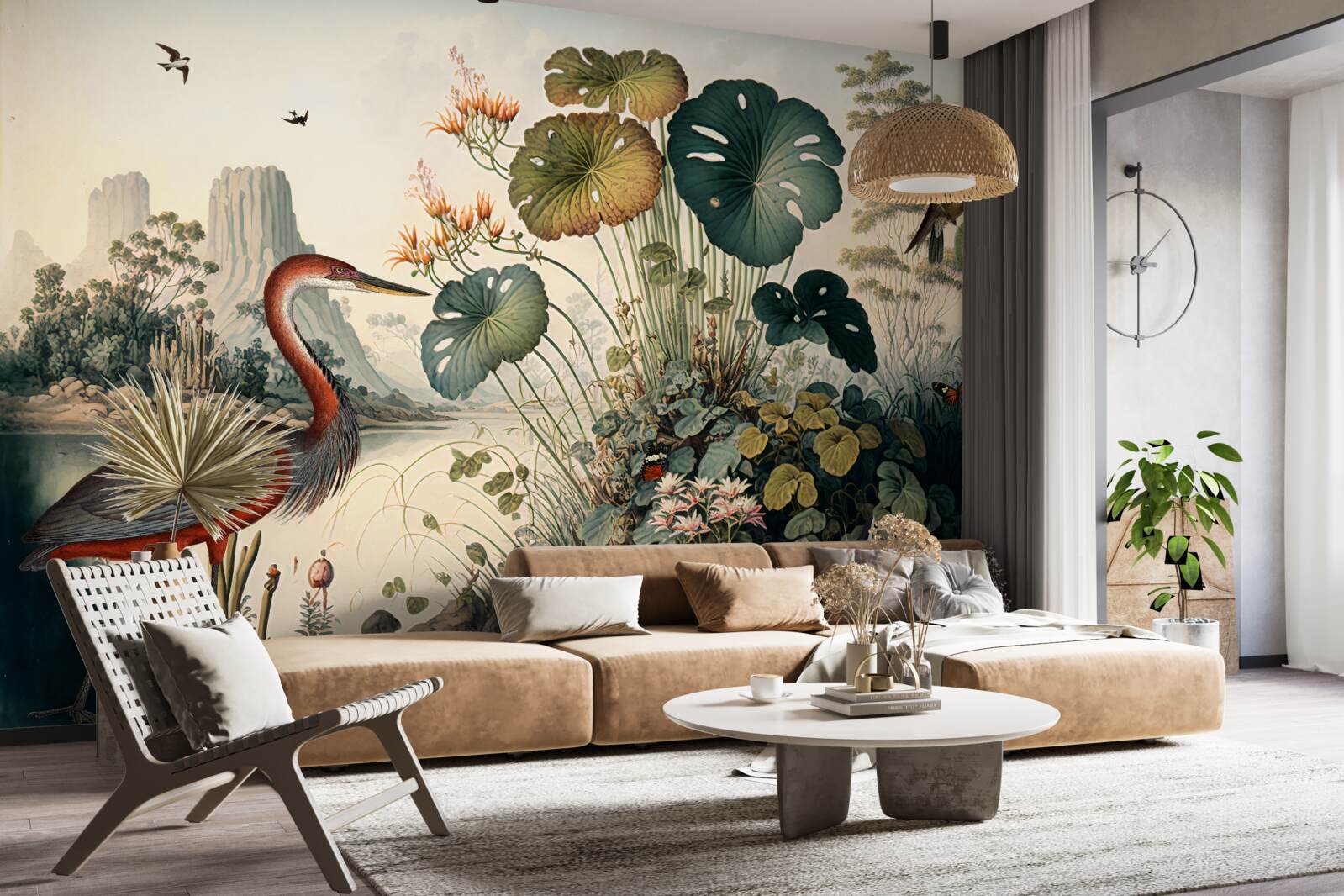 Fototapeta rośliny wodne i czaple stawu