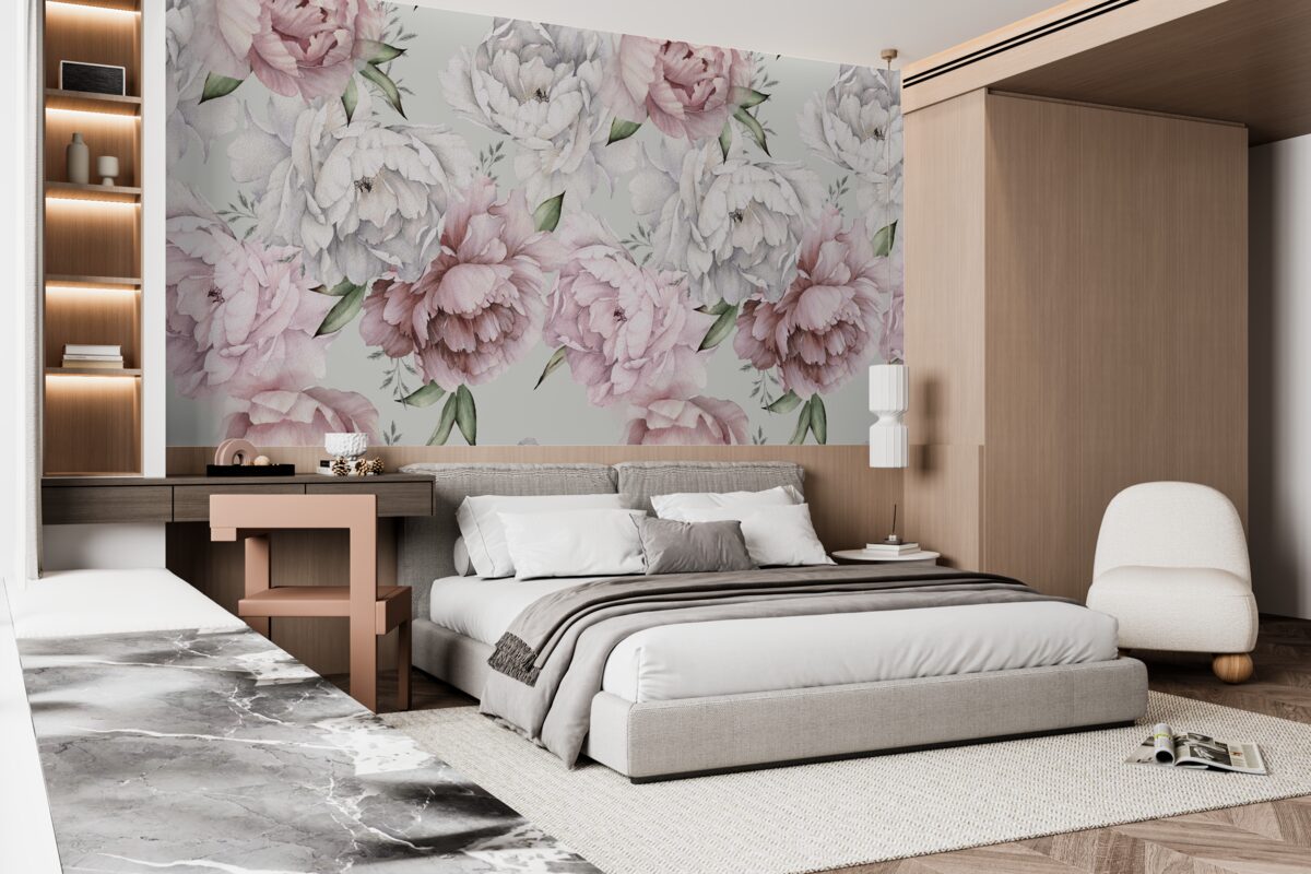 Fototapeta piękne piwonie w odcieniach bieli i różu