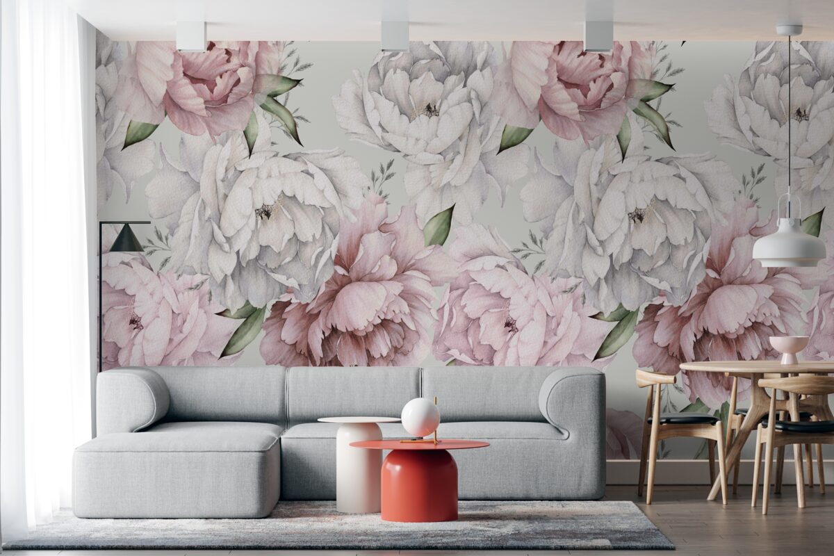 Fototapeta piękne piwonie w odcieniach bieli i różu