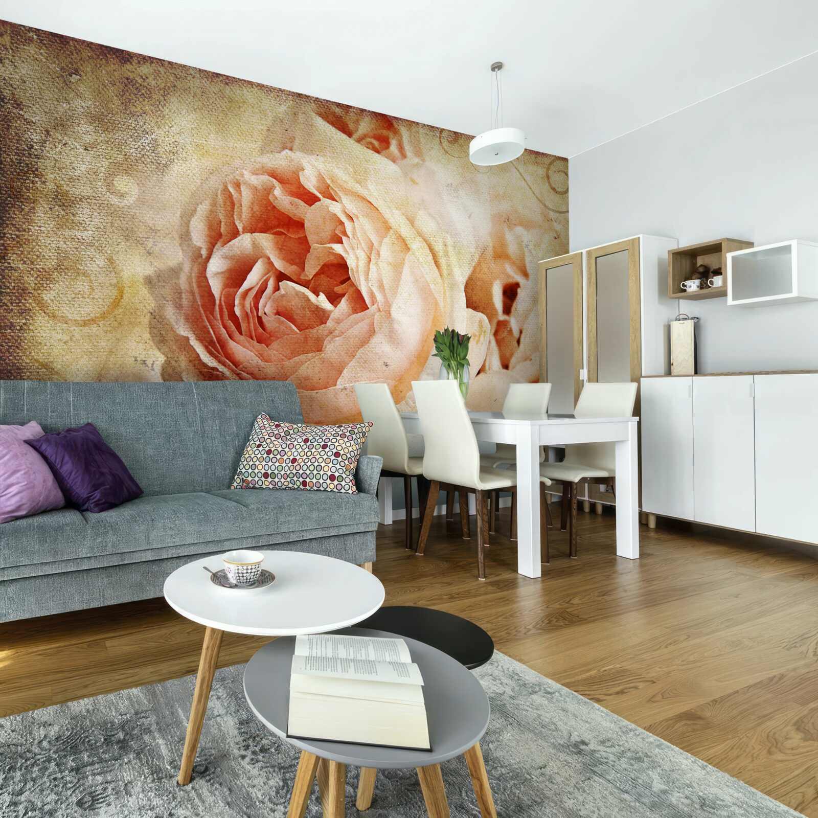 Fototapeta dwa zabytkowe różowe kwiaty