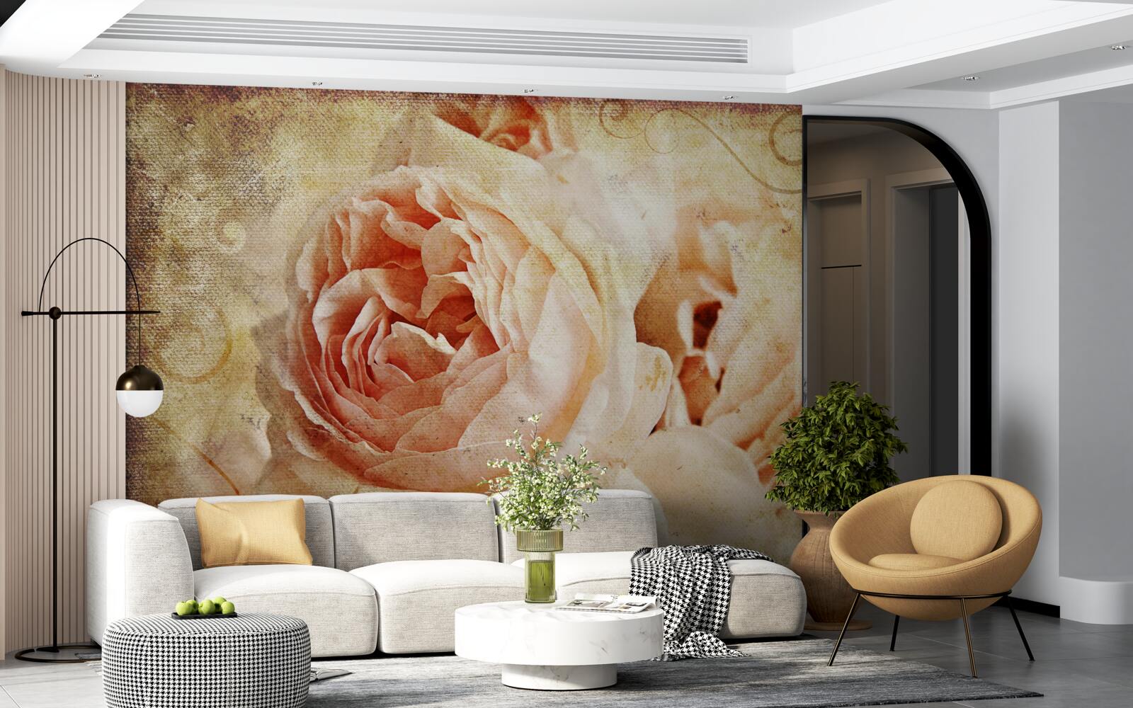 Fototapeta dwa zabytkowe różowe kwiaty