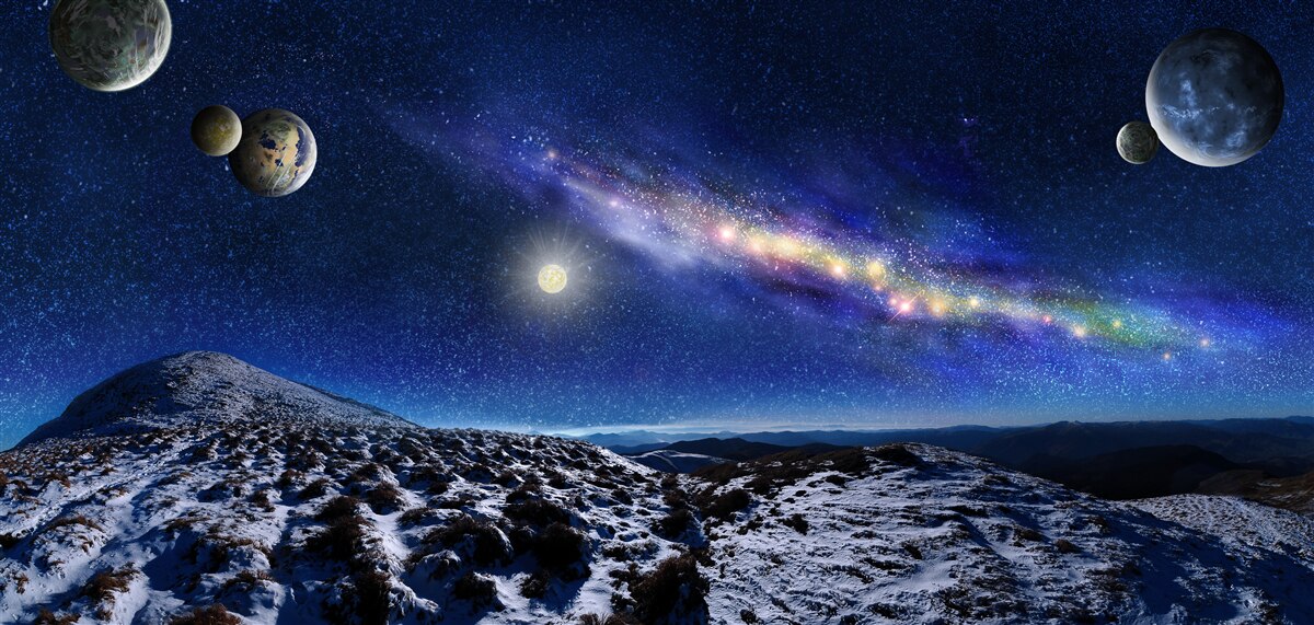 Fototapeta przestrzenie kosmiczne z wieloma planetami