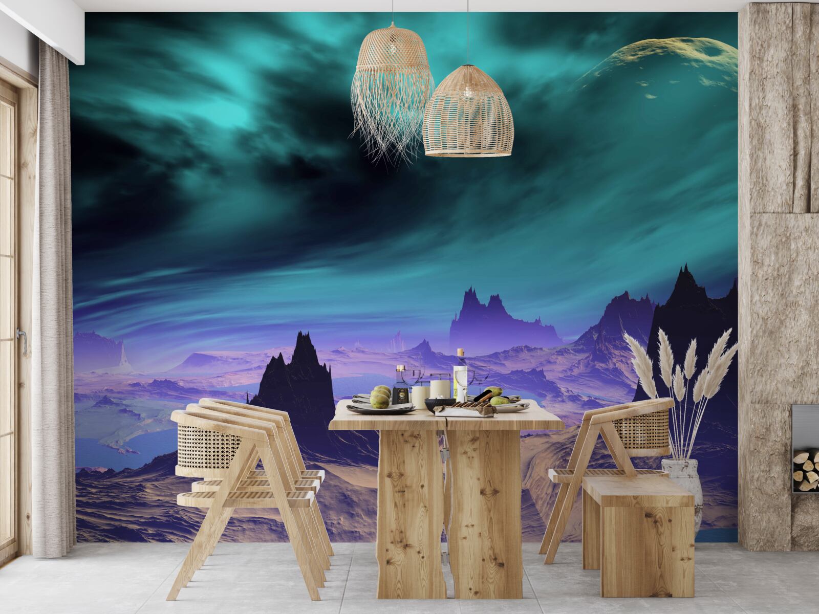 Fototapeta góry przyszłości na niezidentyfikowanej planecie