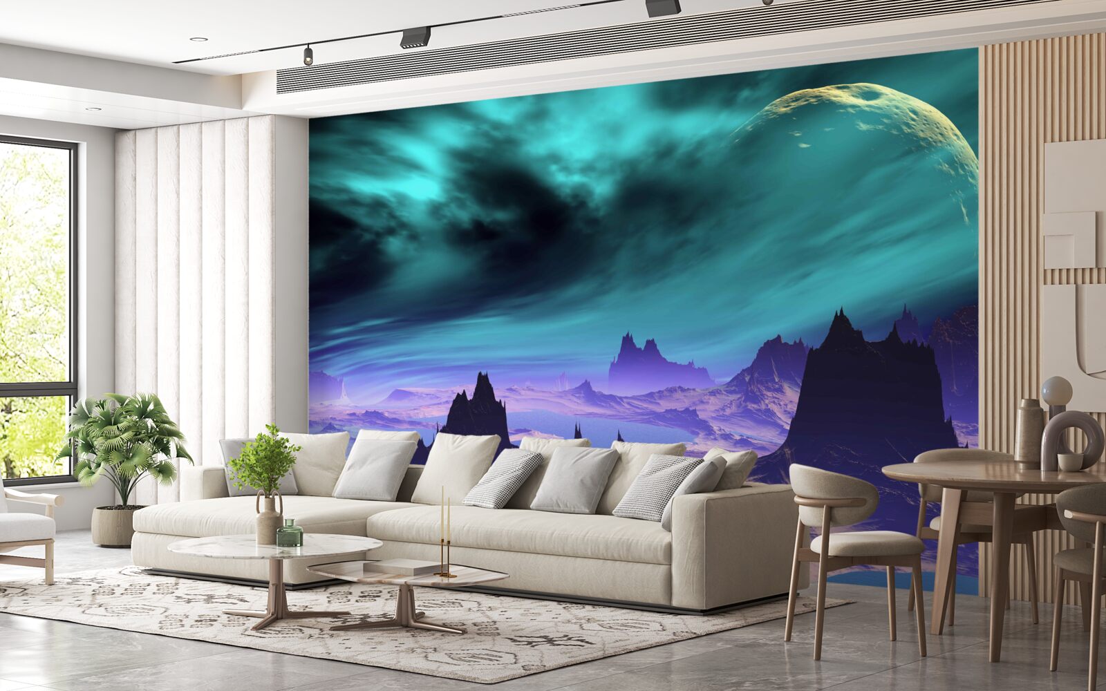 Fototapeta góry przyszłości na niezidentyfikowanej planecie