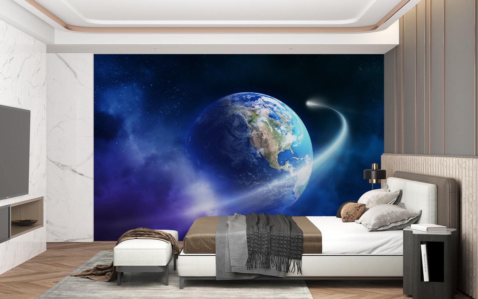 Fototapeta ziemia w nieskończonej przestrzeni wszechświata