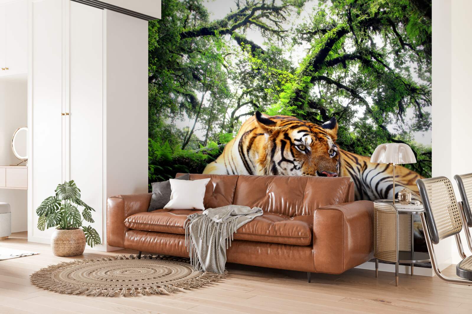 Fototapeta tygrys odpoczywa w dzikiej tropikalnej dżungli