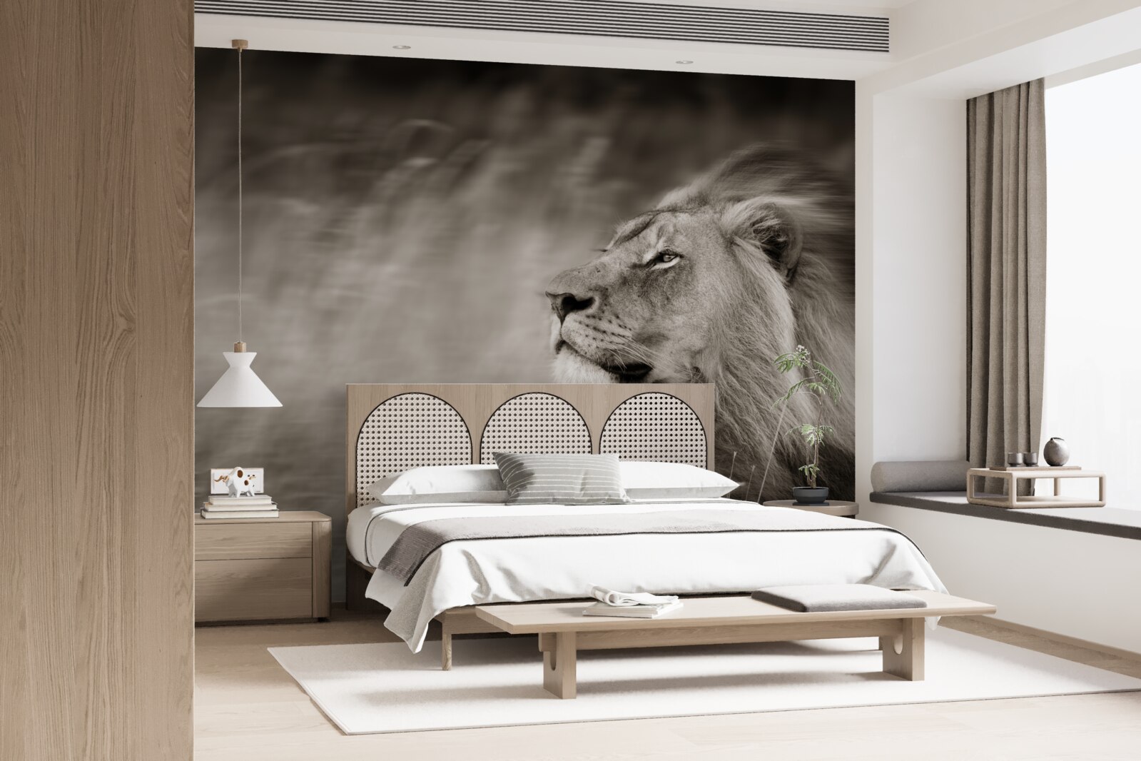 Fototapeta czarno-biały władca zwierząt na wietrze