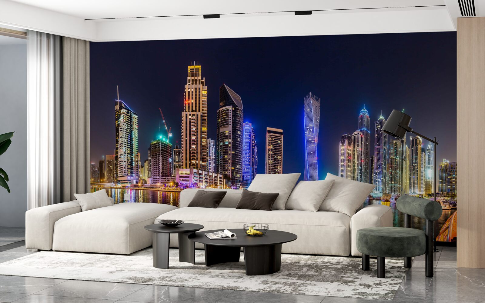 Fototapeta fascynująca nocna ulica w dubaju