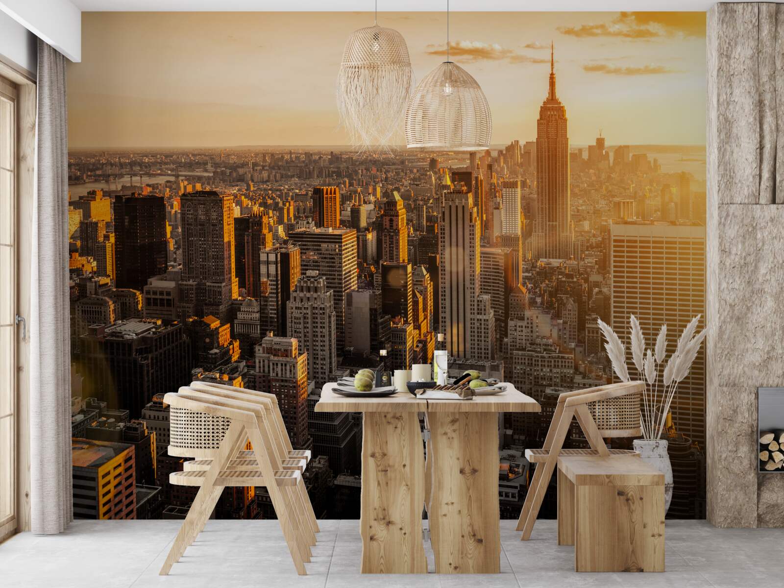 Fototapeta wieżowce nowego jorku w świetle zachodzącego słońca