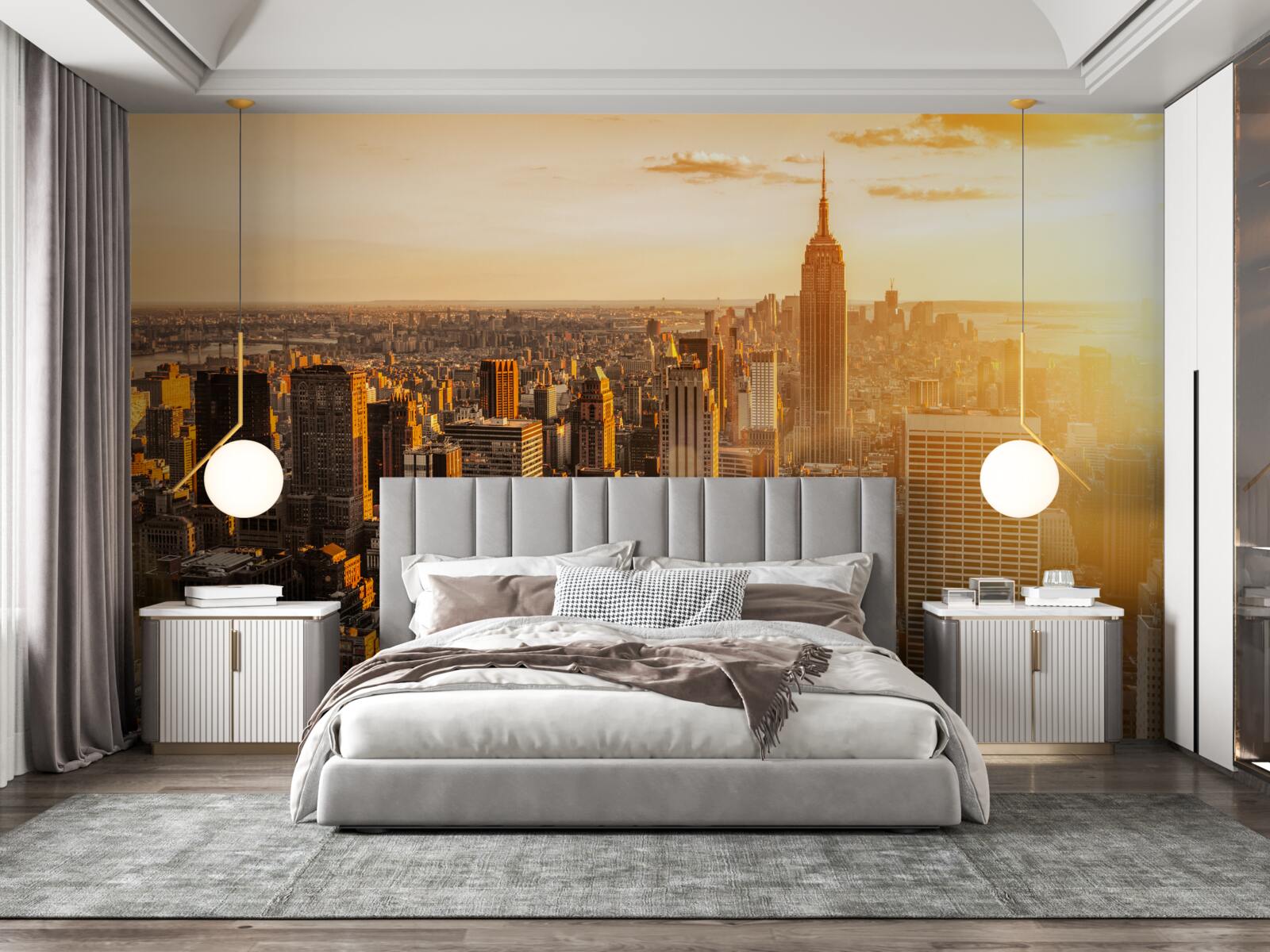 Fototapeta wieżowce nowego jorku w świetle zachodzącego słońca