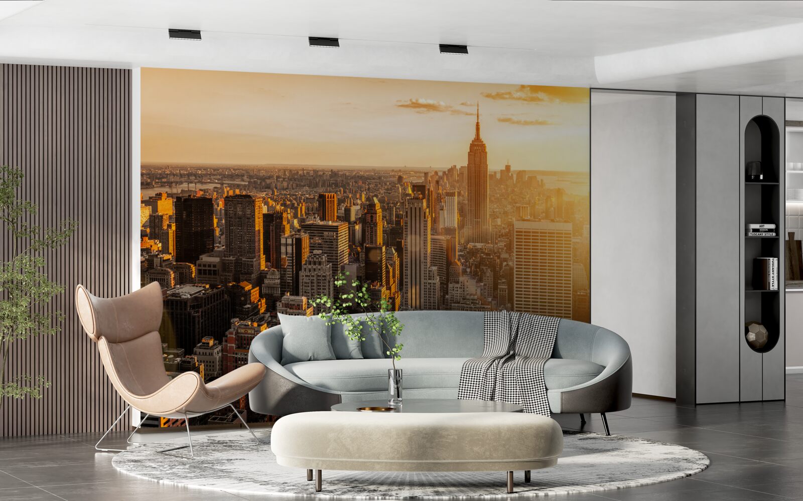 Fototapeta wieżowce nowego jorku w świetle zachodzącego słońca