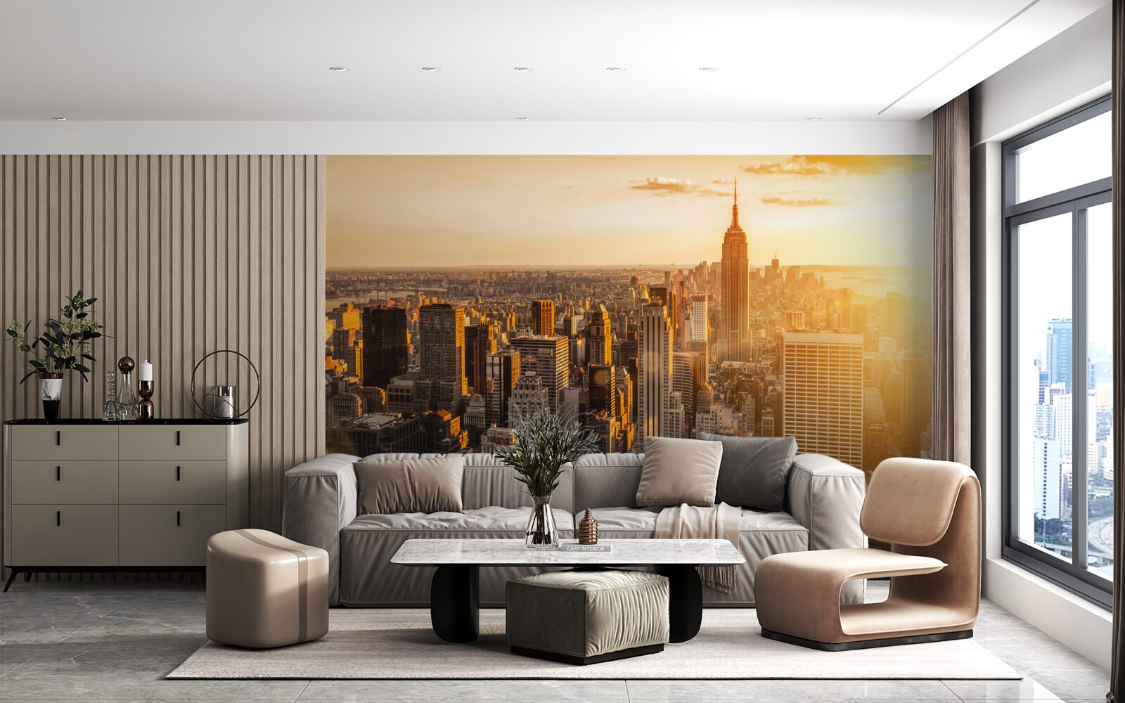 Fototapeta wieżowce nowego jorku w świetle zachodzącego słońca