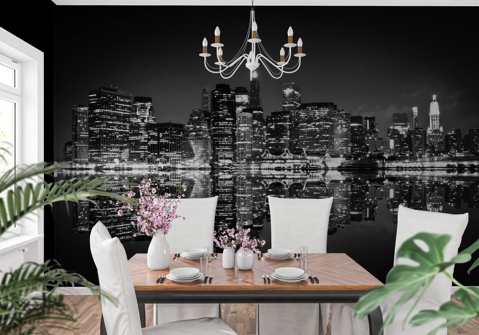 Fototapeta wielkie miasto odbija się w wodzie