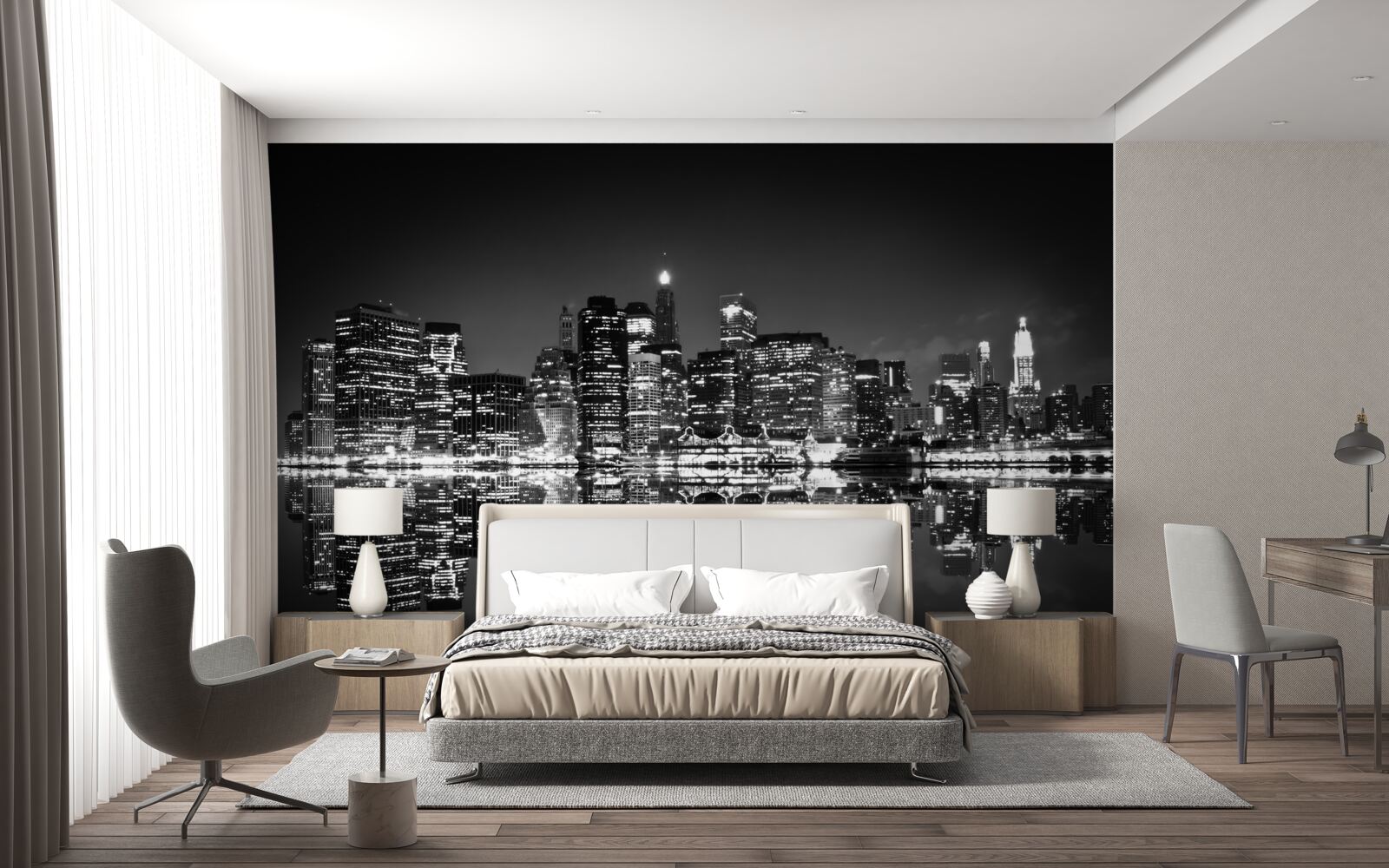 Fototapeta wielkie miasto odbija się w wodzie