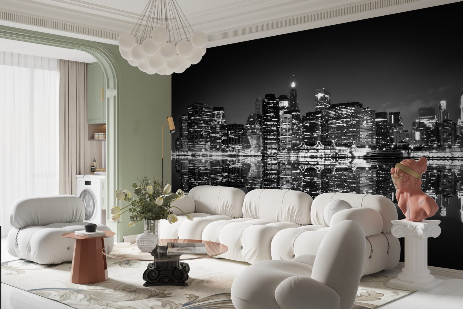 Fototapeta wielkie miasto odbija się w wodzie