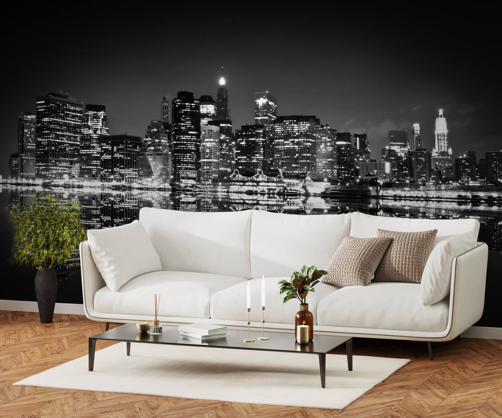 Fototapeta wielkie miasto odbija się w wodzie