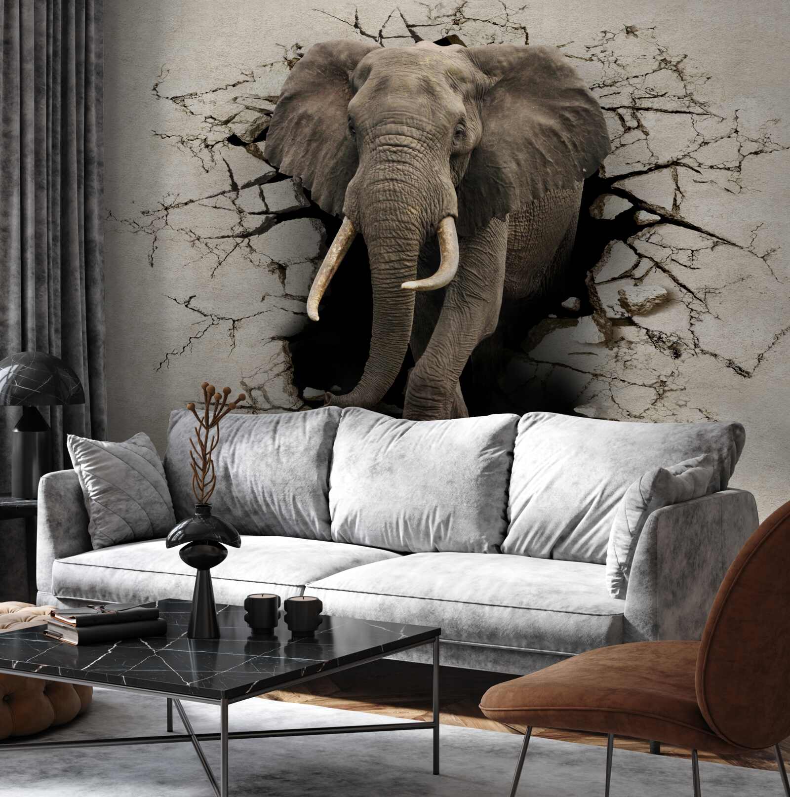 Fototapeta słoń przechodzi przez przeszkodę