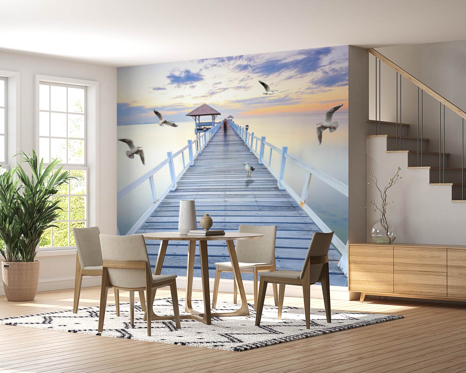 Fototapeta drewniany most prowadzący do oceanu