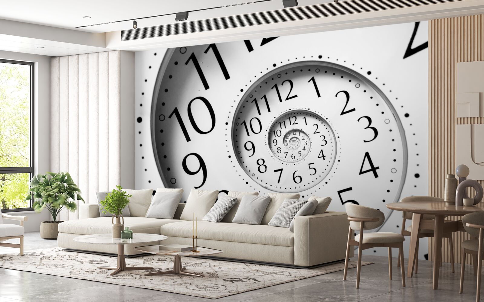 Fototapeta zegar spiralny w kolorze białym