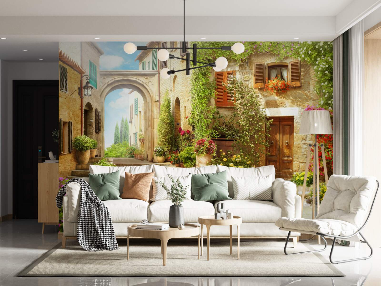 Fototapeta kącik z kwiatami na ulicy