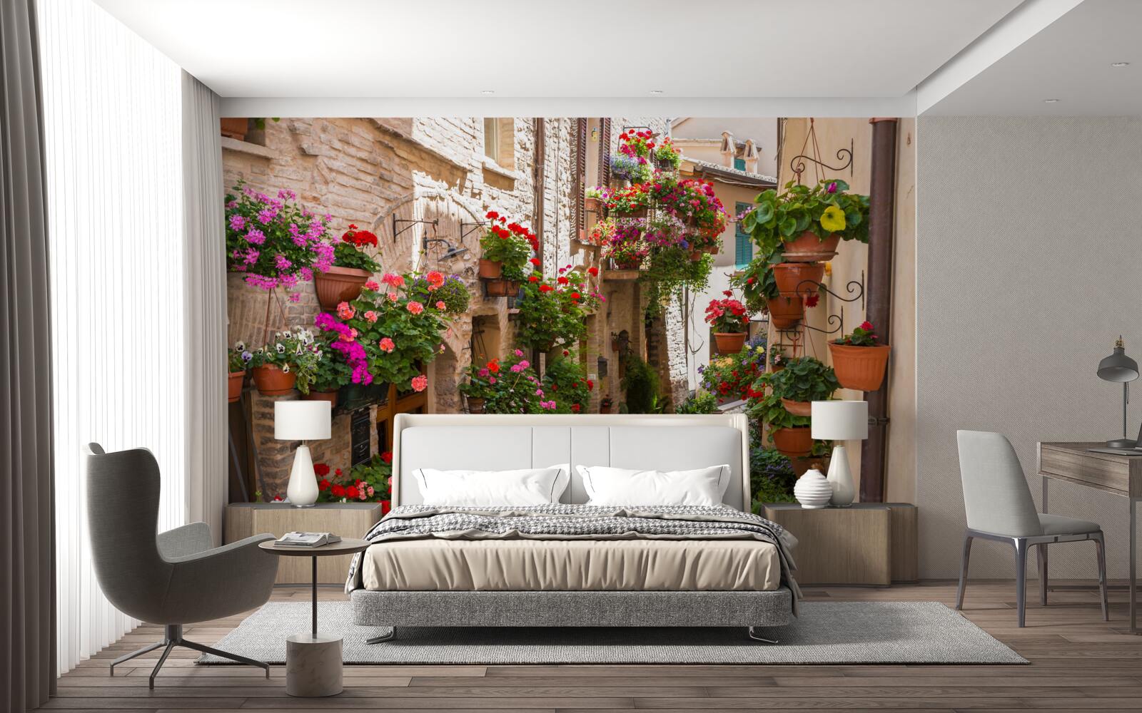 Fototapeta ulica zanurzona w gęstej zieleni, spowijająca swoją starożytność