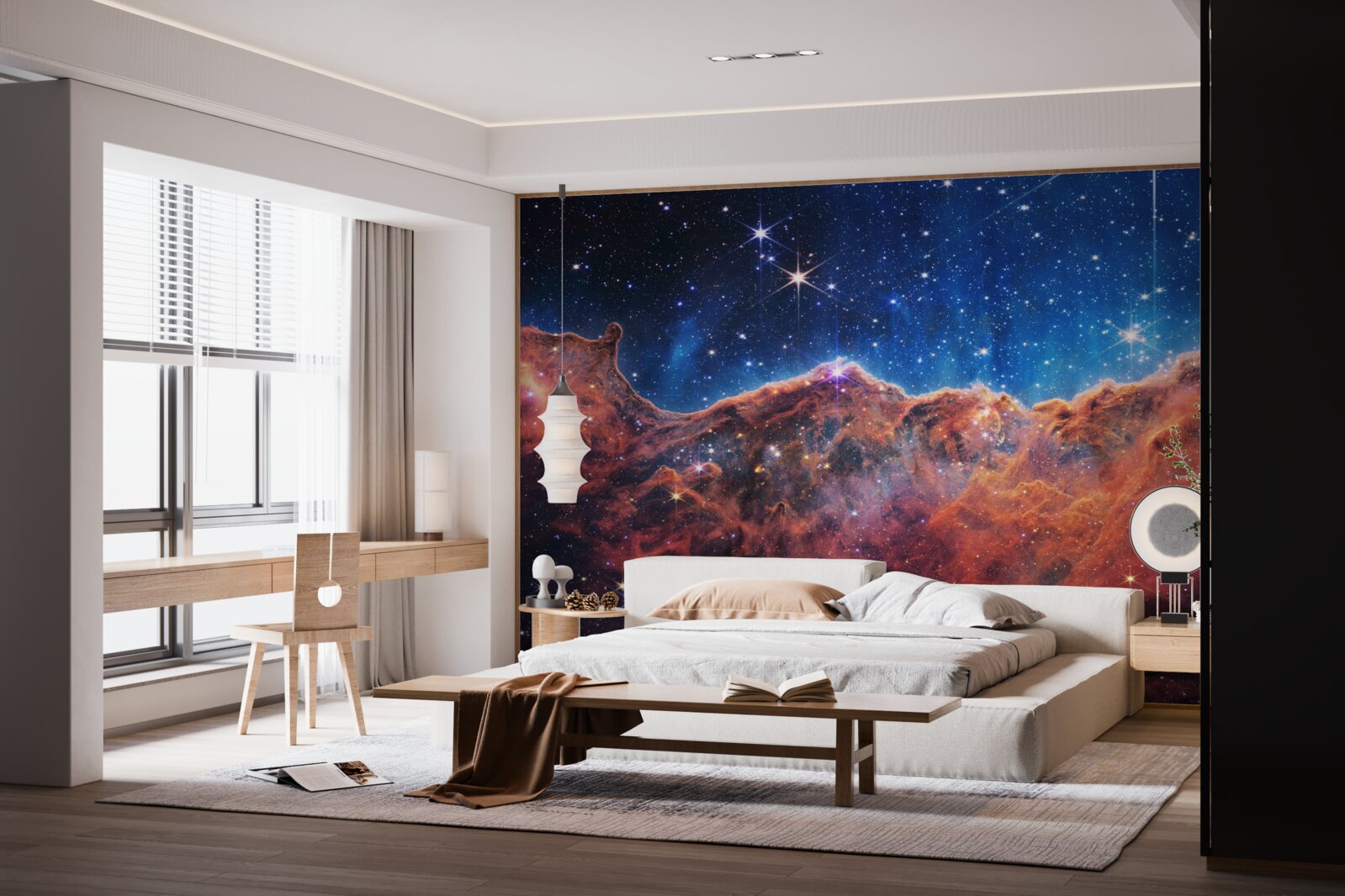 Fototapeta usypane gwiazdami kosmiczne chmury