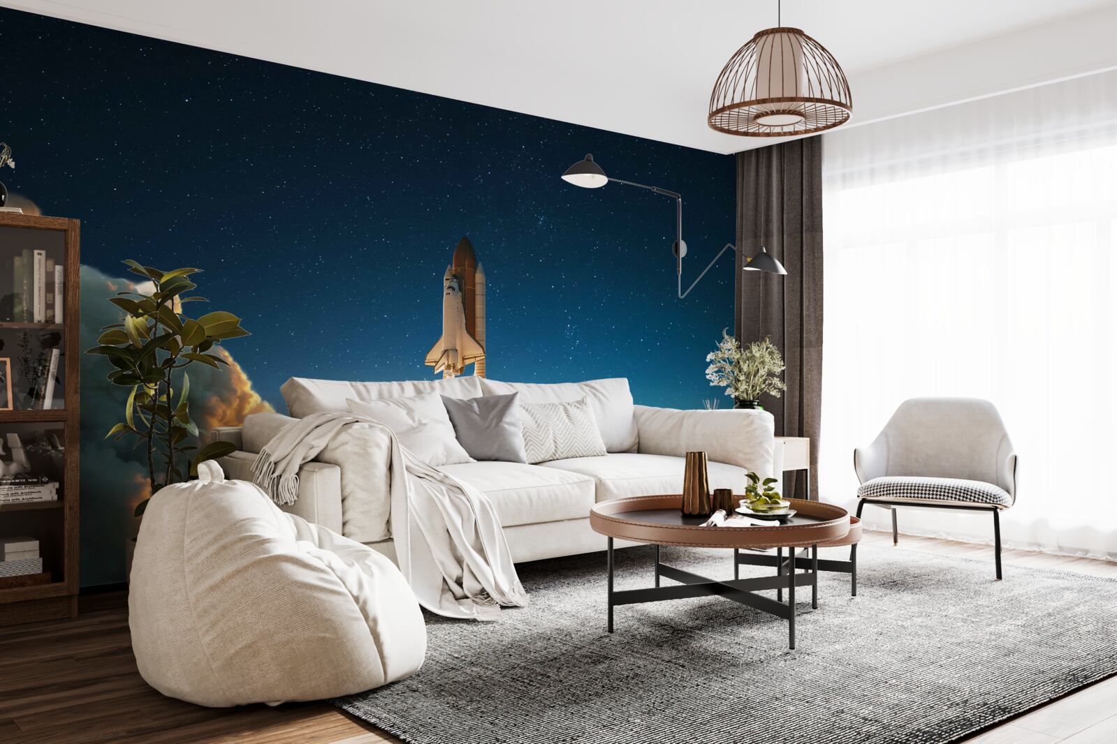 Fototapeta statek kosmiczny rozpoczyna podróż w przestrzeń kosmiczną