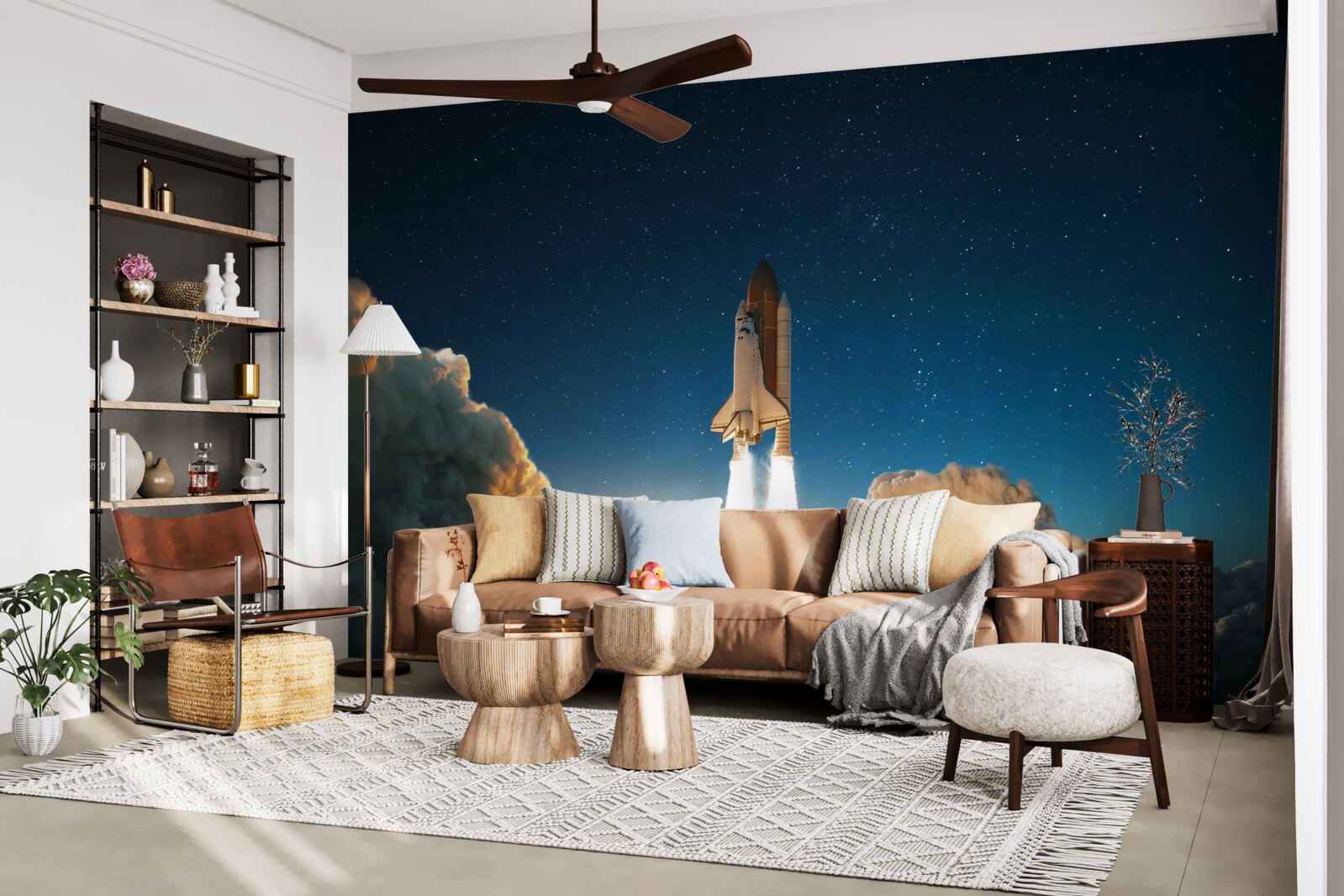 Fototapeta statek kosmiczny rozpoczyna podróż w przestrzeń kosmiczną