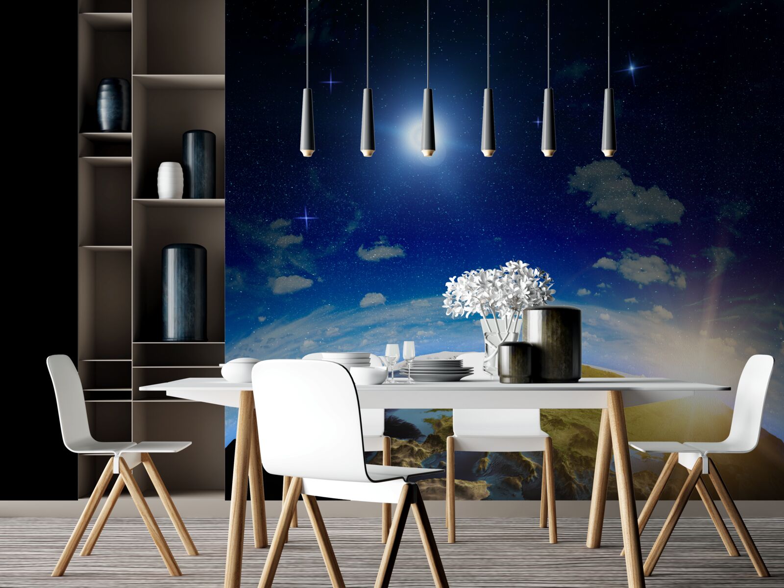 Fototapeta słońce wschodzące nad planetą