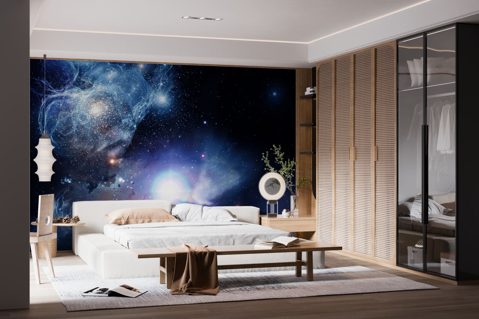 Fototapeta hipnotyzująca świetlista przestrzeń niebiańska