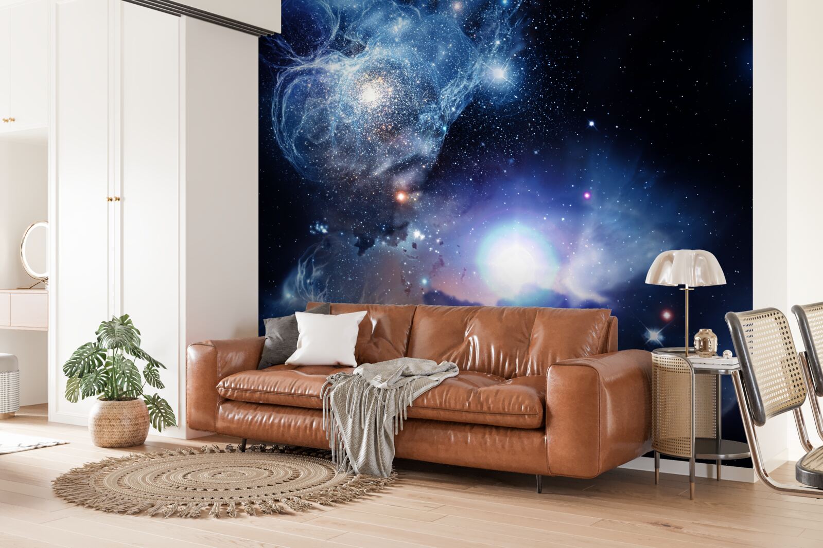 Fototapeta hipnotyzująca świetlista przestrzeń niebiańska