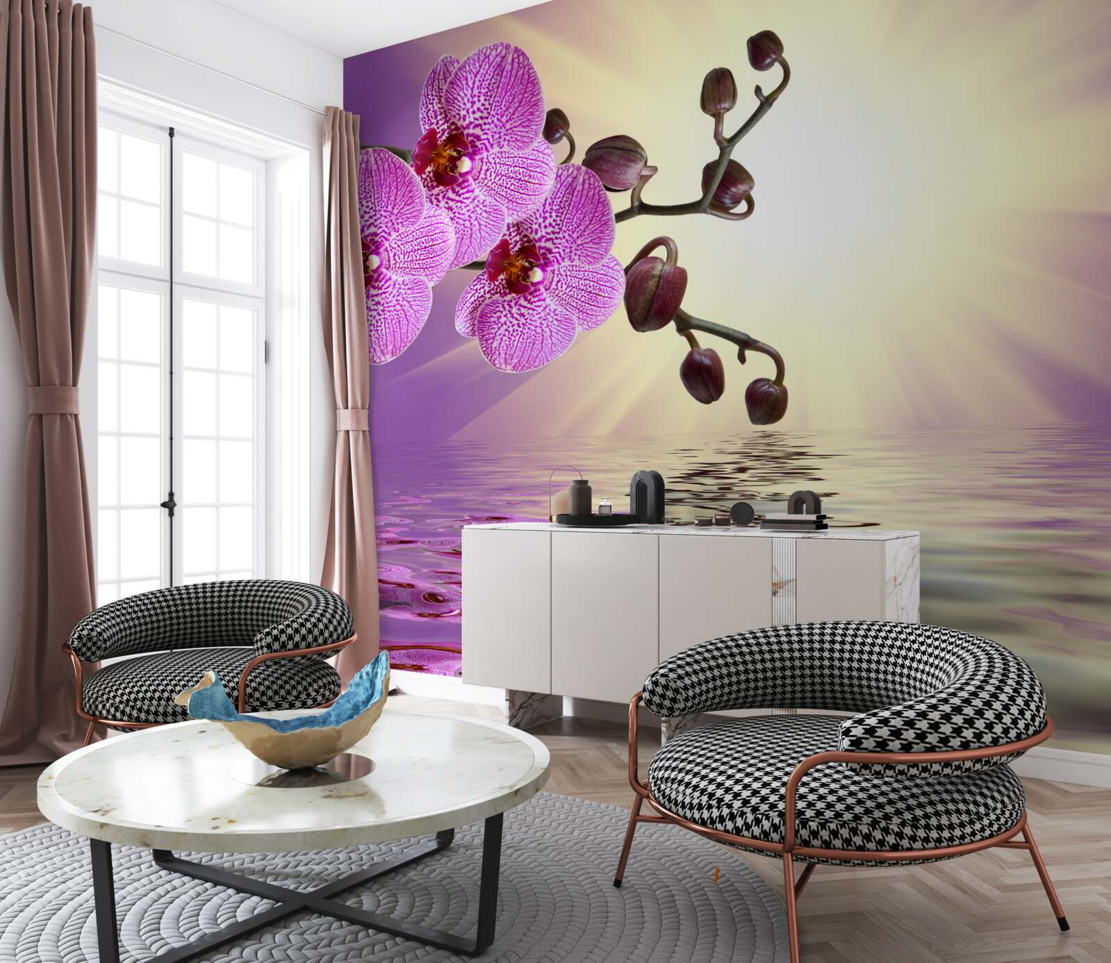 Fototapeta odbicie orchidei w wodzie