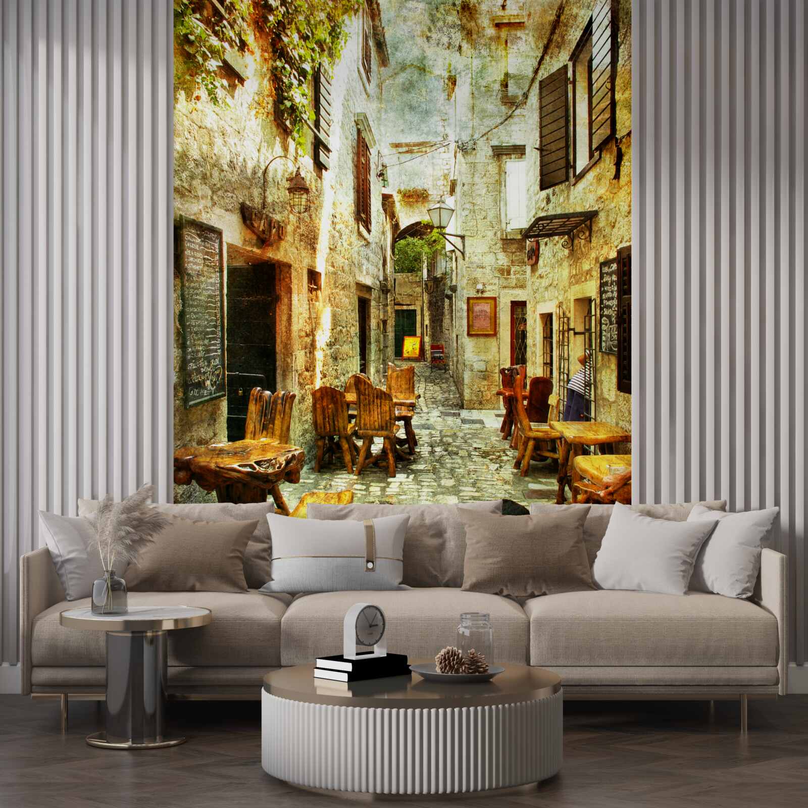 Fototapeta wygodna, spokojna kawiarnia w historycznej części miasta