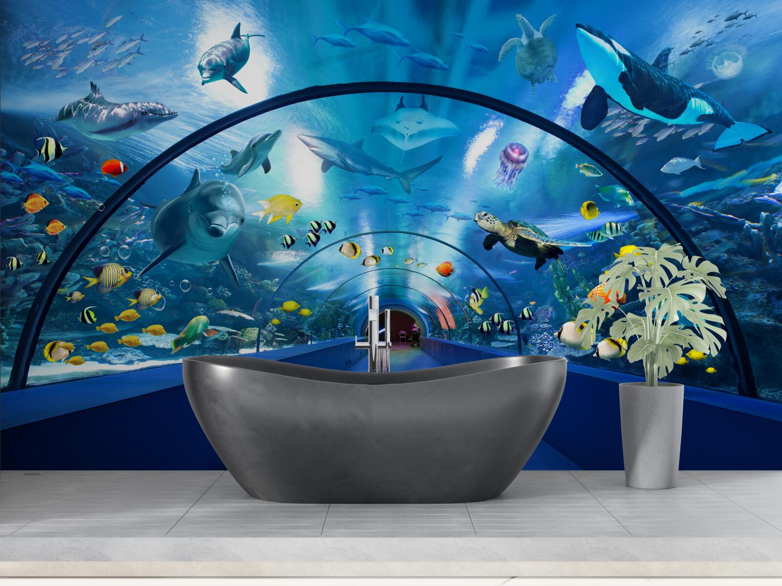 Fototapeta fascynujący tunel do akwarium
