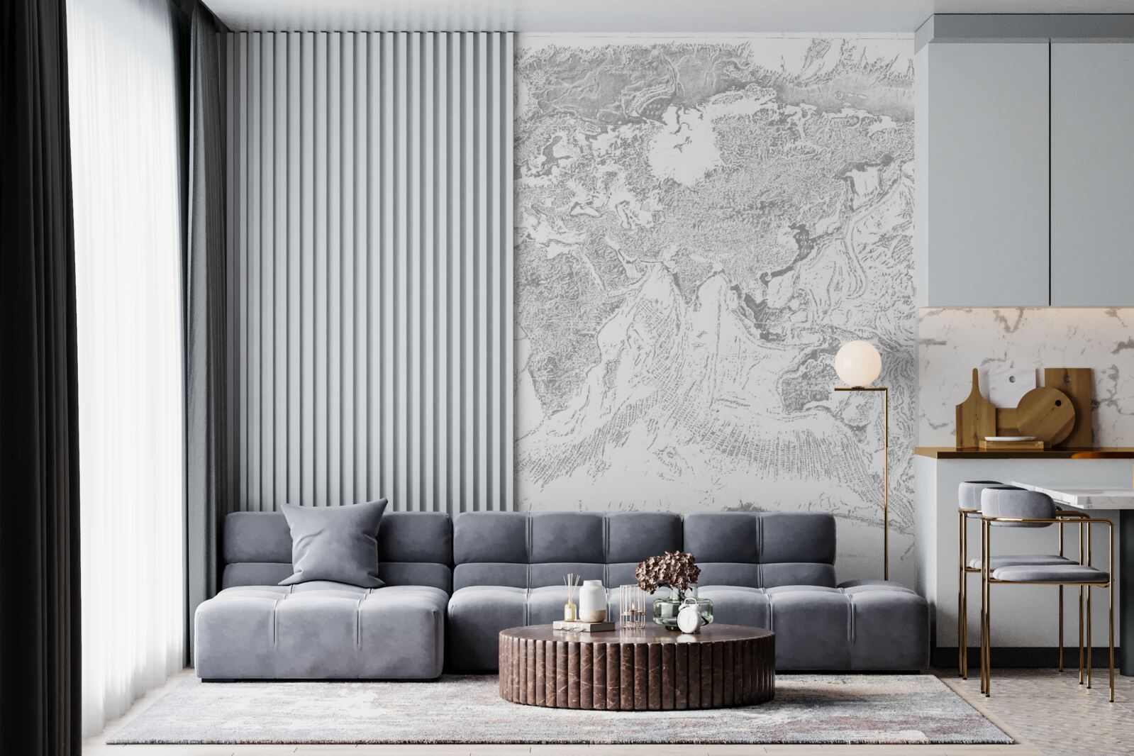 Fototapeta zachód słońca nad górską abstrakcją i lasem