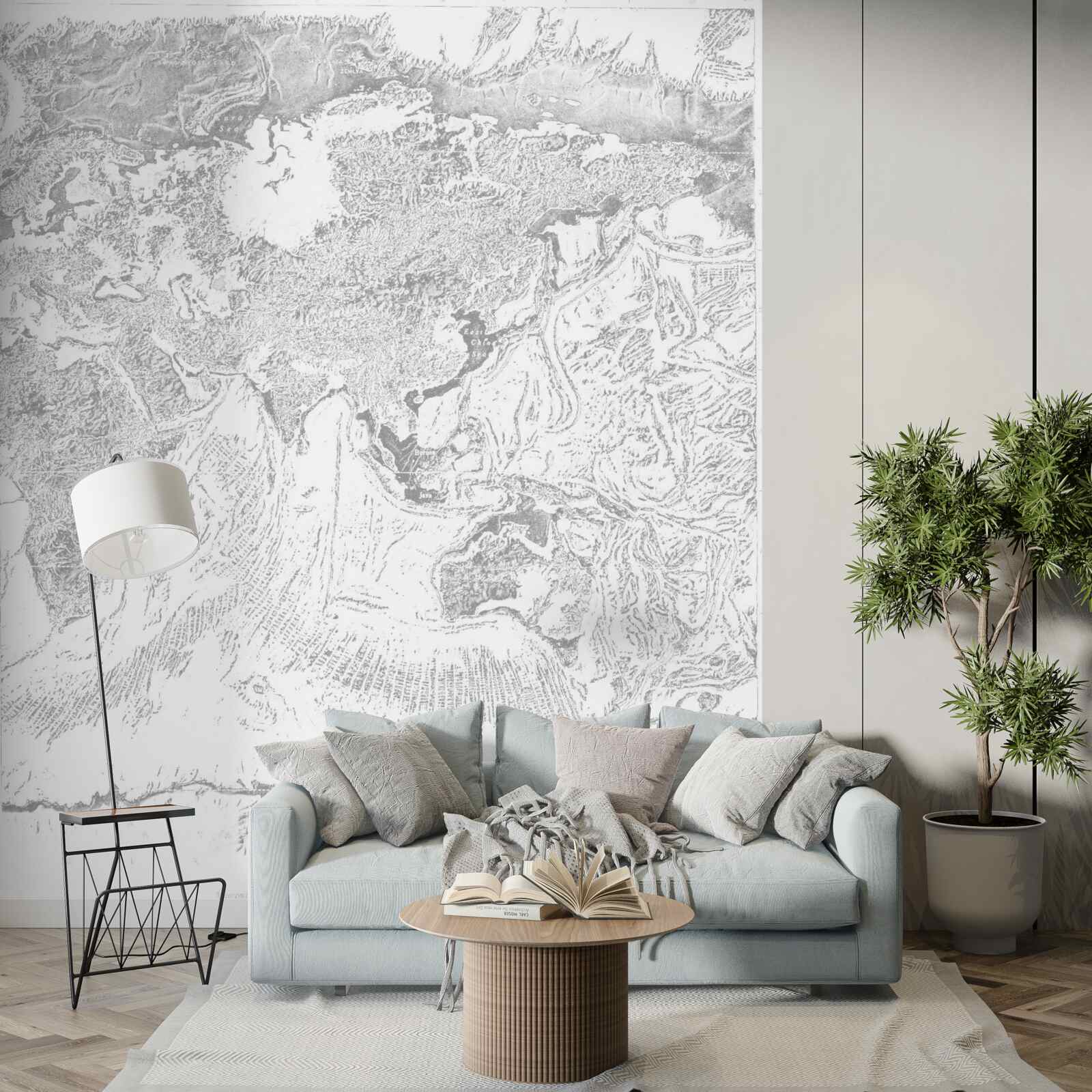 Fototapeta zachód słońca nad górską abstrakcją i lasem