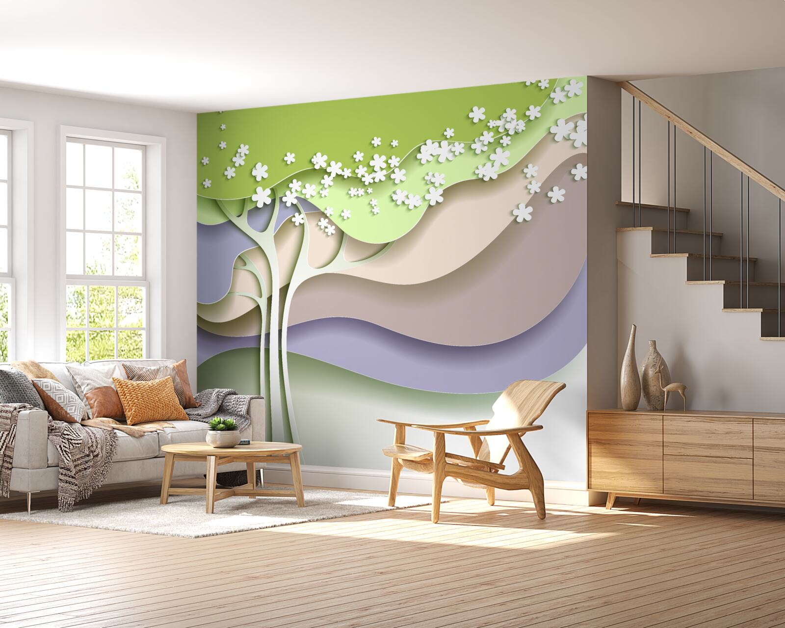 Fototapeta abstrakcja kwitnącego drzewa z liśćmi