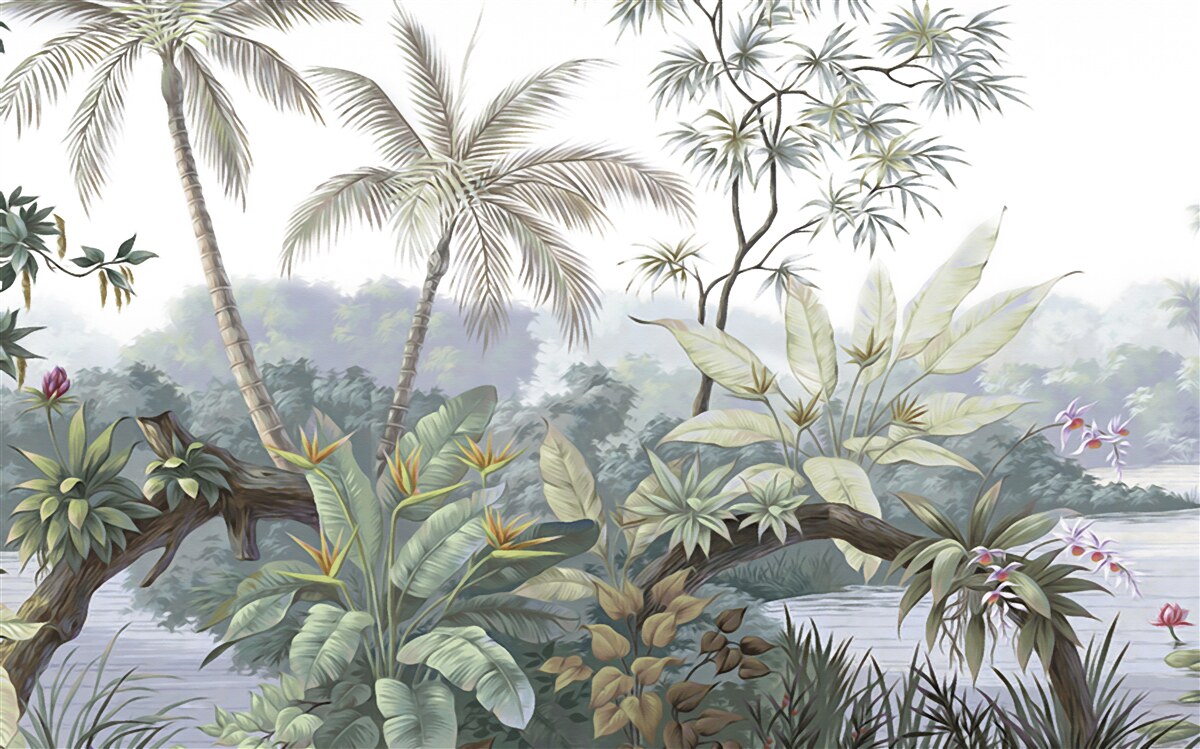 Fototapeta rośliny w dżungli po deszczu