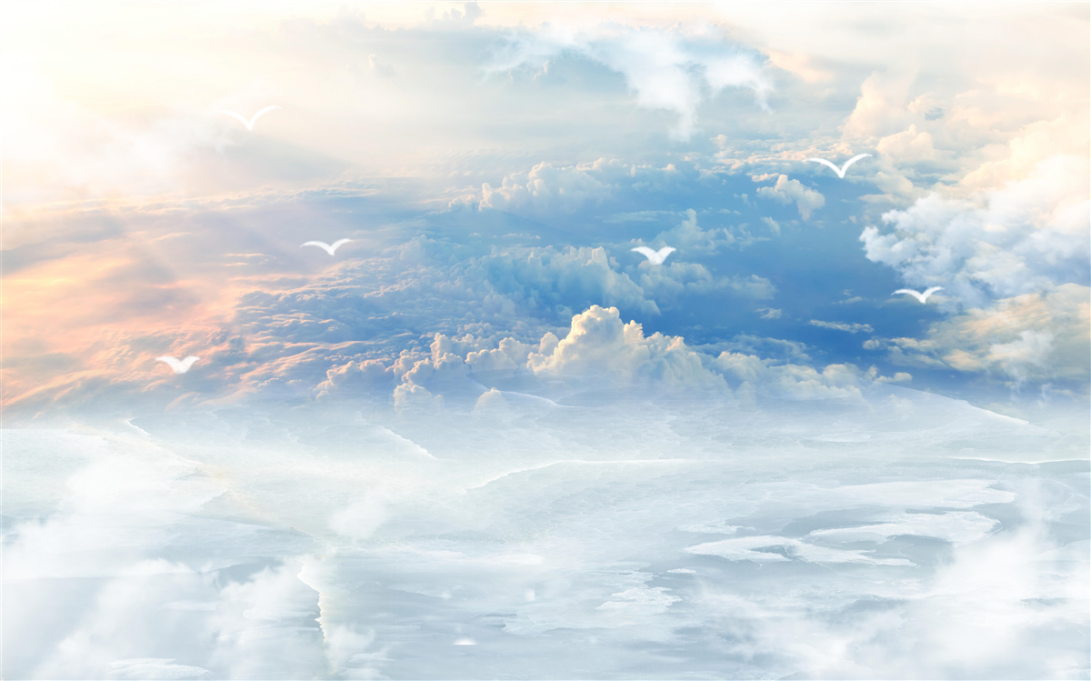 Fototapeta chmury pokryte miękkim puchem leżą spokojnie