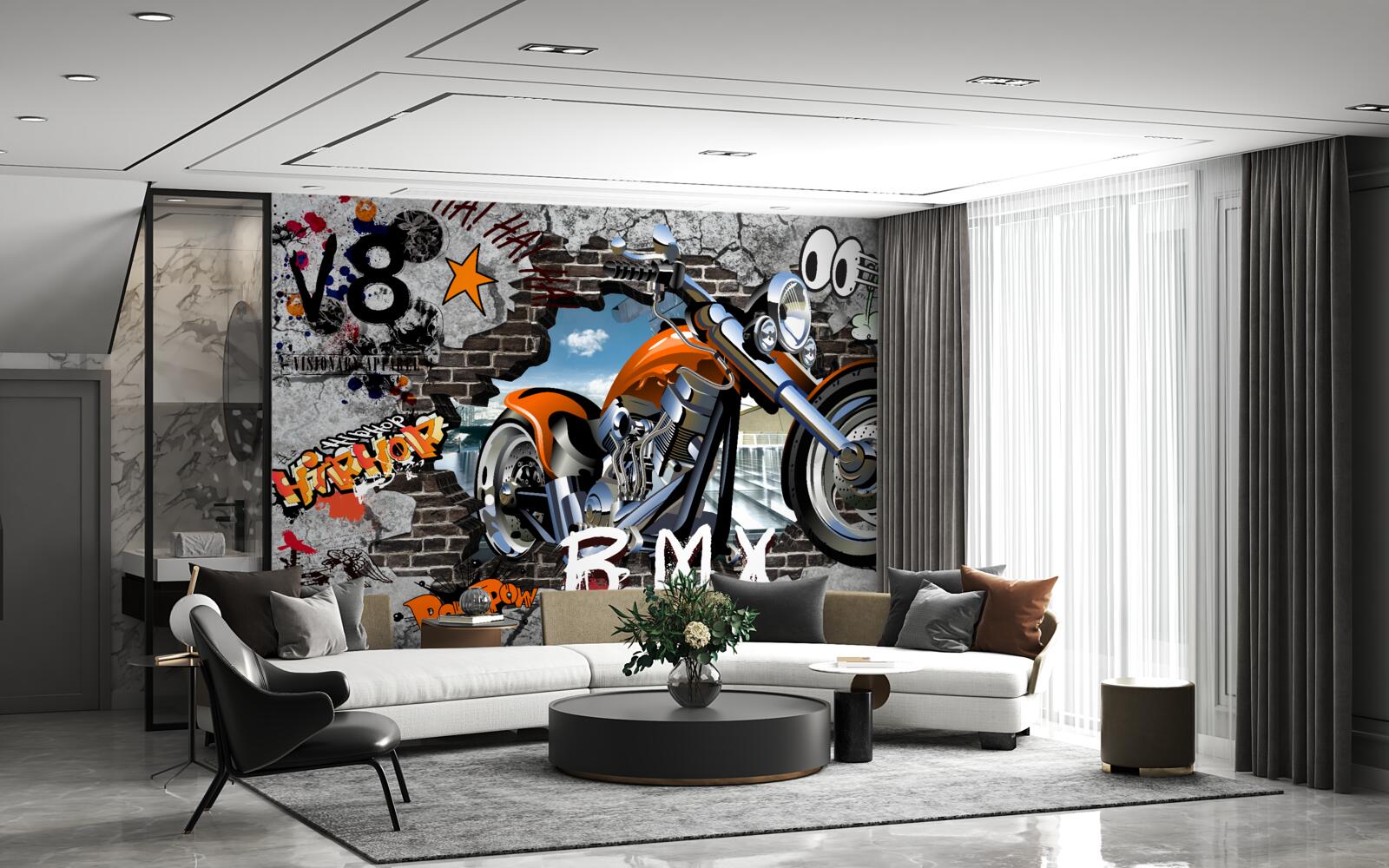 Fototapeta graffiti w formie motocykla