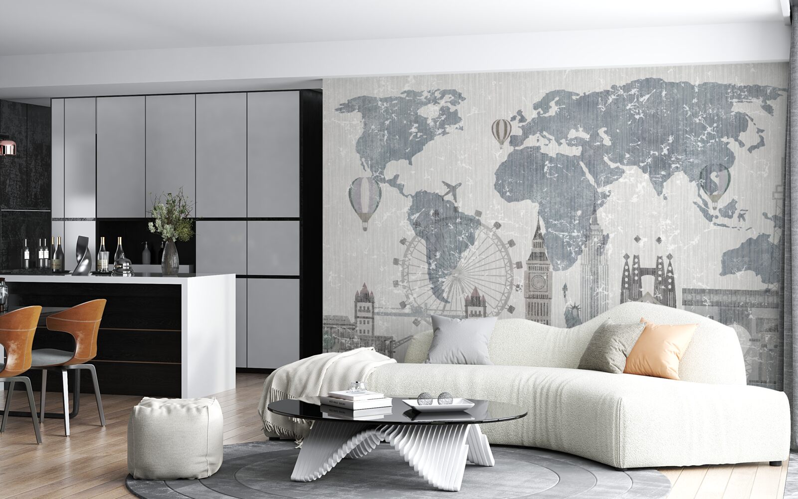 Fototapeta mapa świata z zabytkami londynu