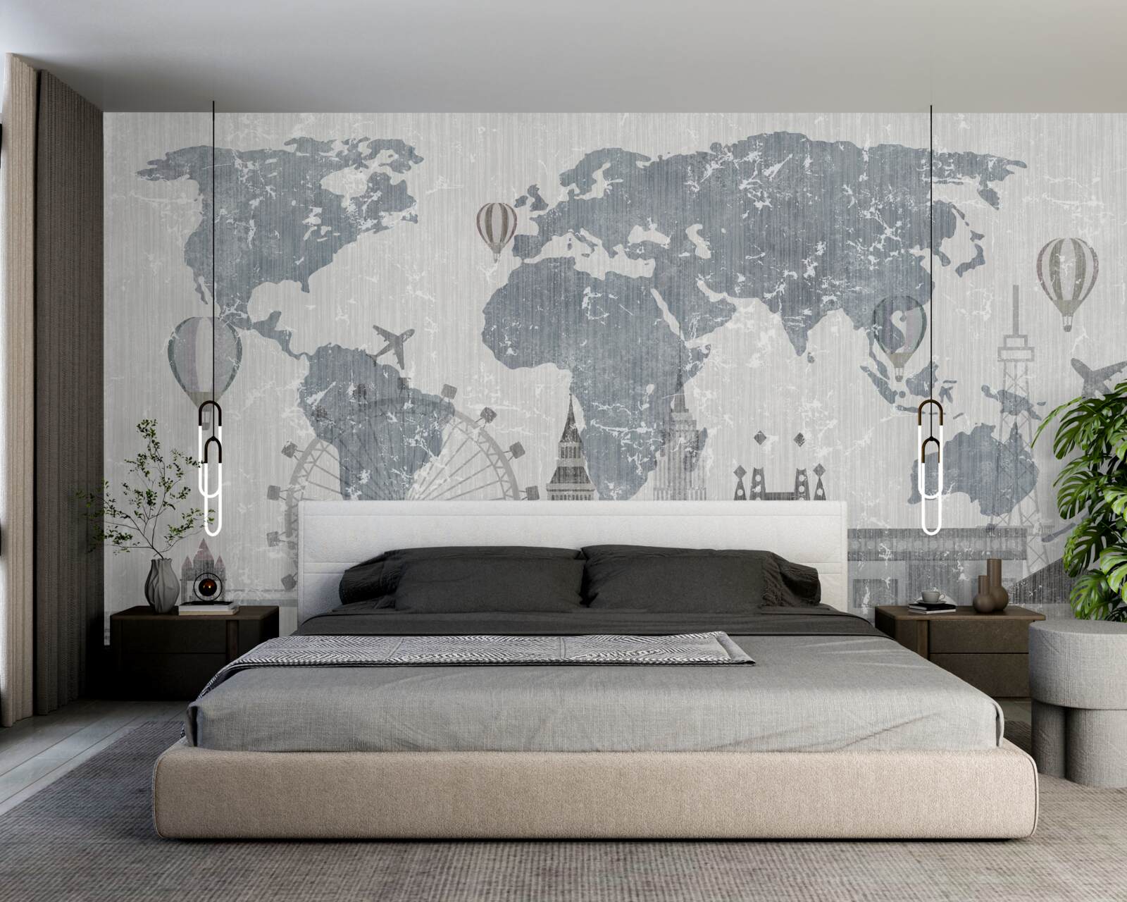 Fototapeta mapa świata z zabytkami londynu