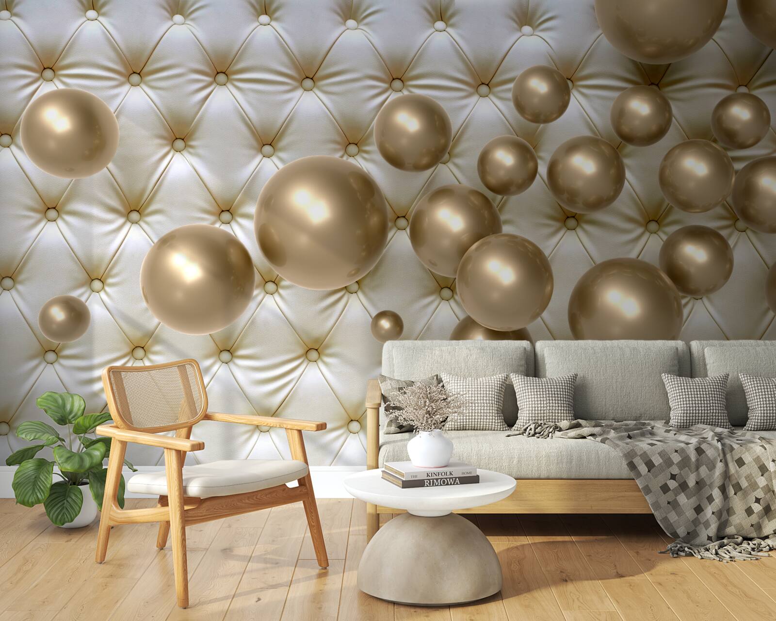 Fototapeta tkanina wysadzana złotymi perełkami