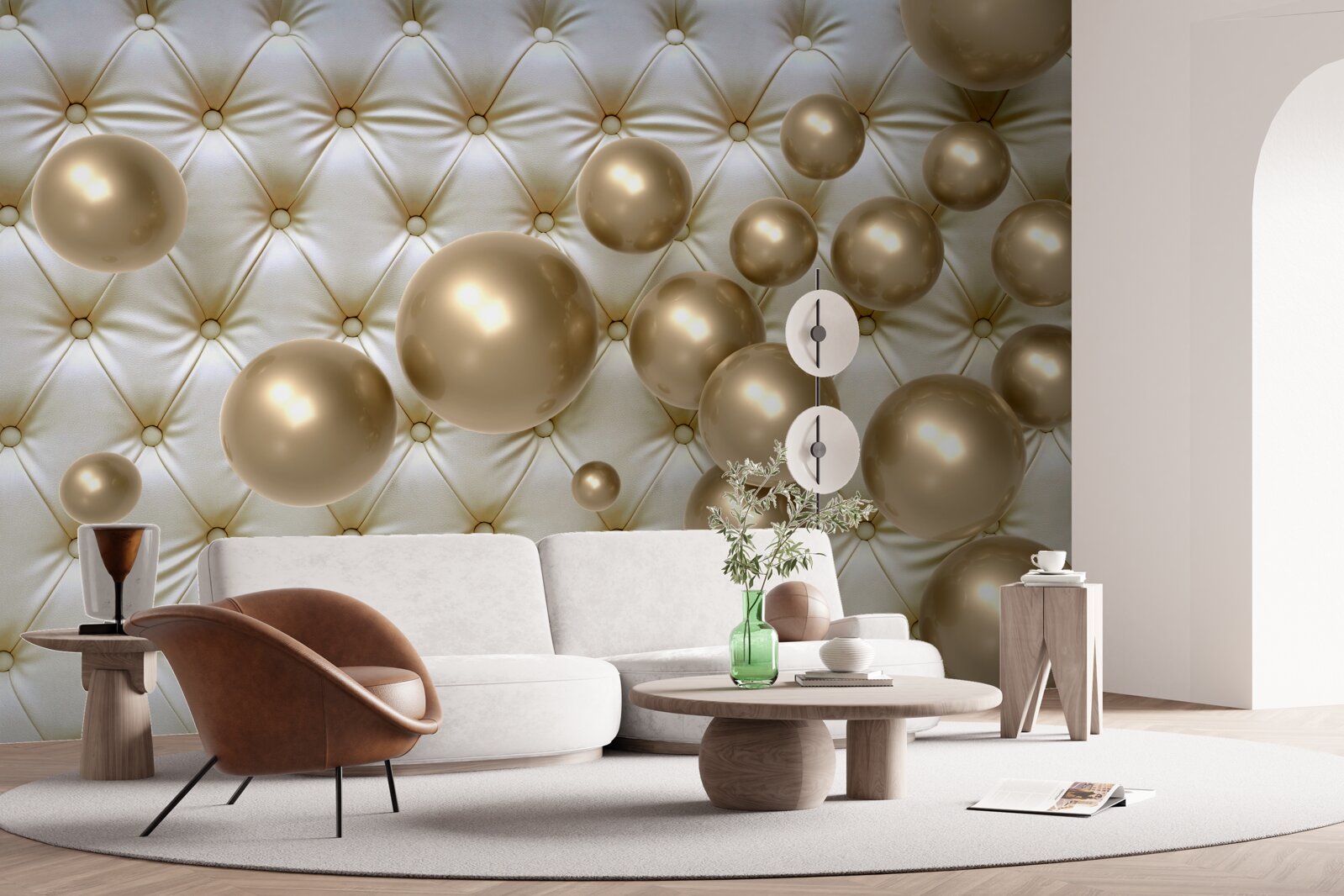 Fototapeta tkanina wysadzana złotymi perełkami