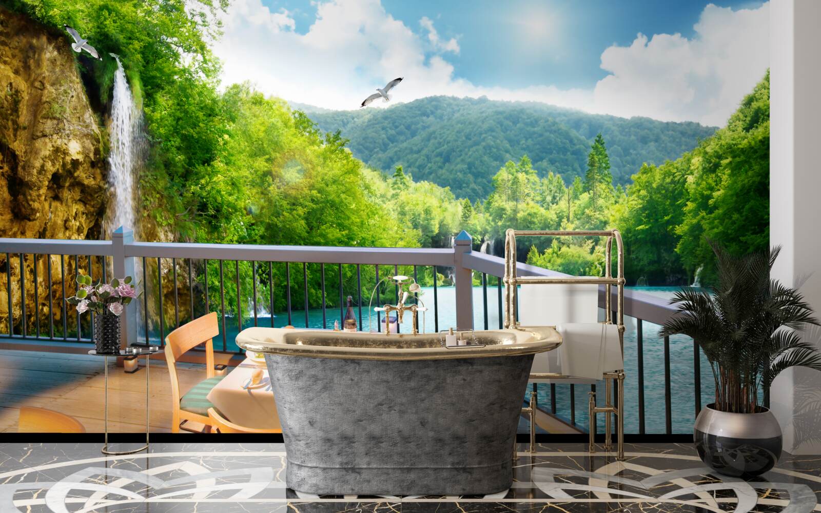 Fototapeta Śniadanie z oszałamiającą scenerią